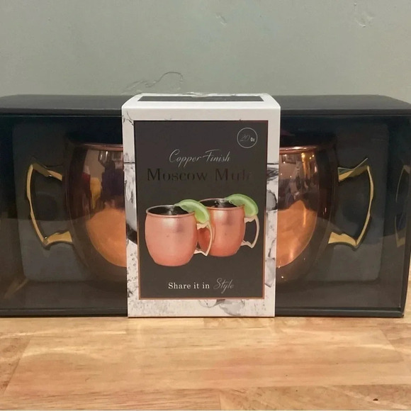 SET OF COPPER FINISHED MOSCOW MULE MUGS MADE BY STYLE. PERFECT COCKTAILS. NWTS! - Picture 2 of 8